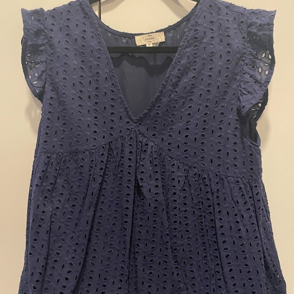 Blue Embroidered Vintage Charm Blouse